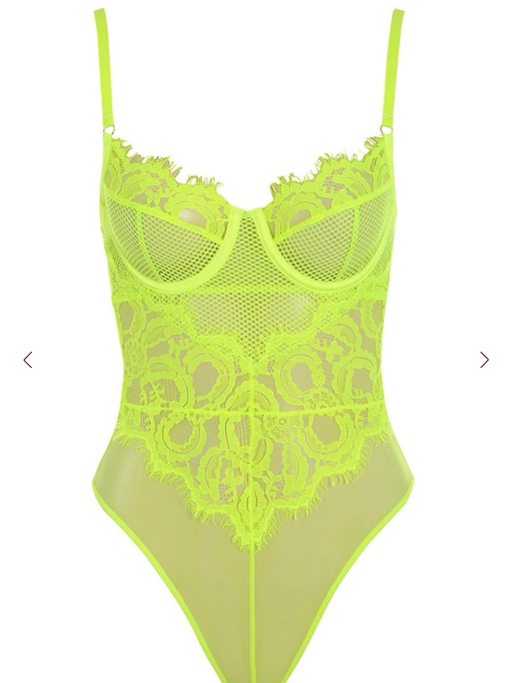 House of CB Nadia Neon Yellow Lace Bodysuit